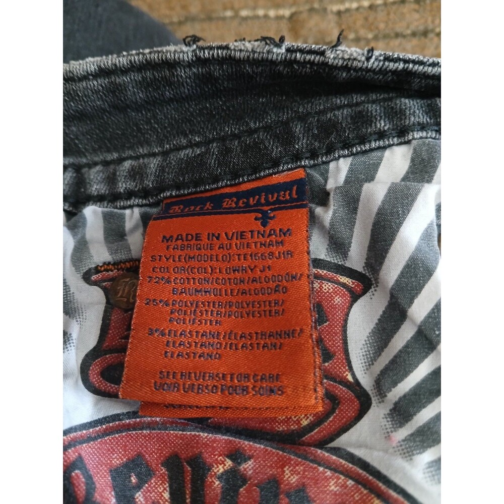 Rock Revival Lowry Black Y2K Rock / Grunge Studded Jeans Men's 36 X 30 Straight - Picture 9 of 9